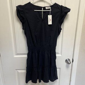 Vineyard Vines Performance Dress L Black Harbor Smocked Waist Dress Tiered New